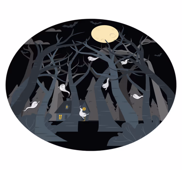 Tapete vinílico halloween cena assustadora da floresta - TenStickers