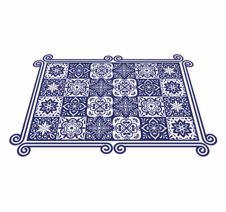 Azulejos azuis e tapete de vinil com fita branca - TenStickers