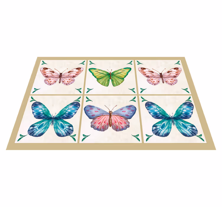 Borboletas azulejos tapete animal - TenStickers