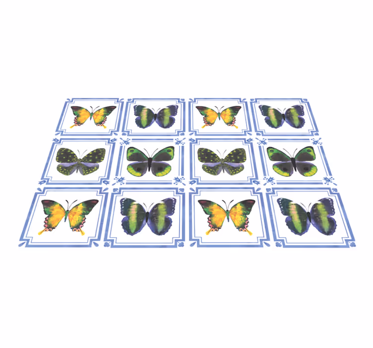 Tapete vinílico de animais padrão de borboleta - TenStickers
