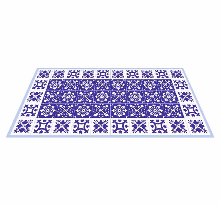 Adorável carpete azulejo branco e azul - TenStickers