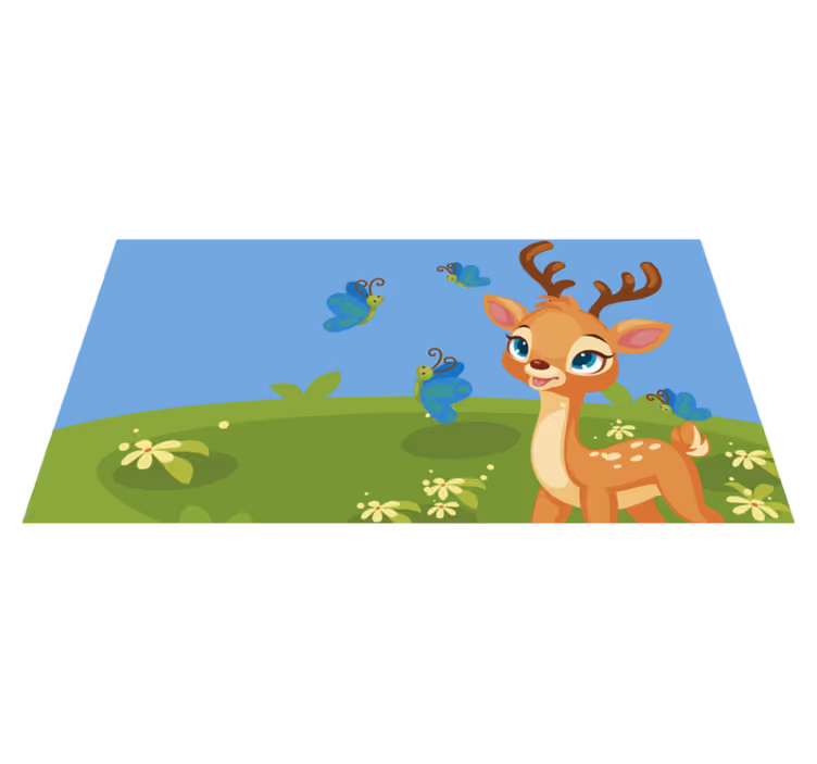 Bonito desenho animado cervo infantil tapete de vinil - TenStickers