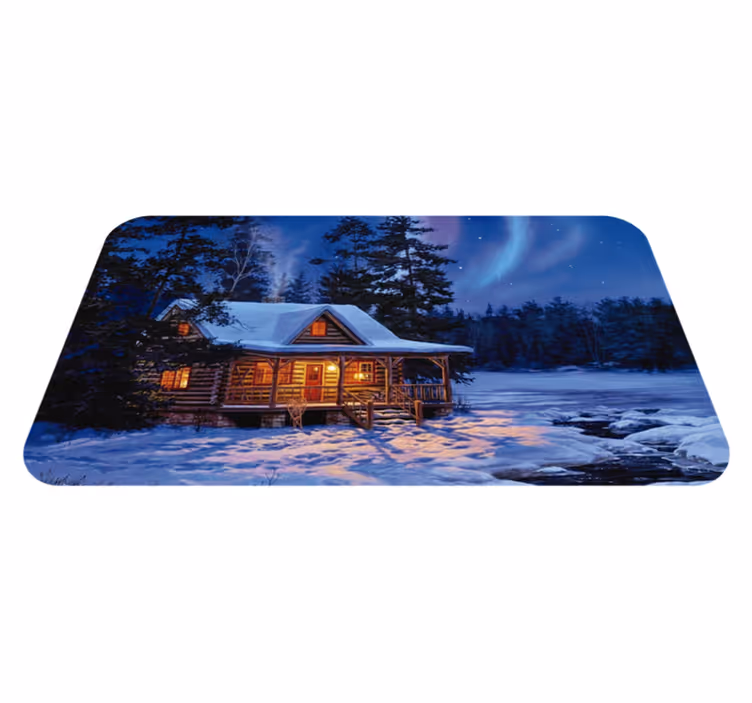 Terra de inverno com casa de campo para árvore de natal - TenStickers