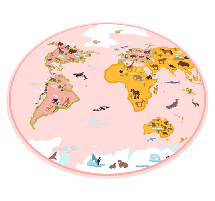 Tapete vinil de mapa mundi em forma de círculo - TenStickers