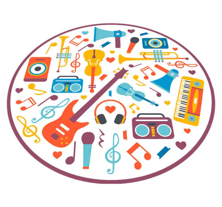Tapete em vinil infantil círculo de brincadeiras musicais - TenStickers