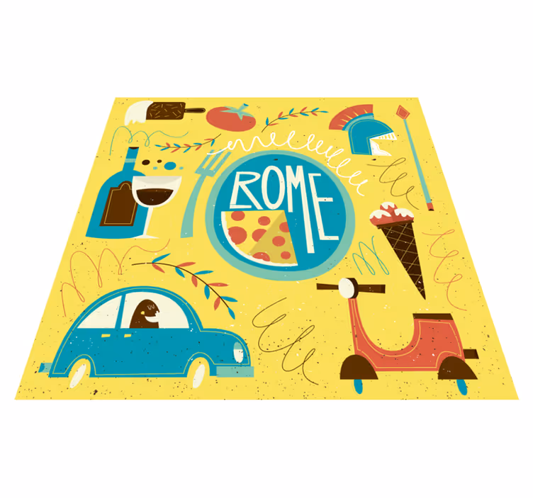 Tapete vinílico abecedário ilustração do tema roma - TenStickers