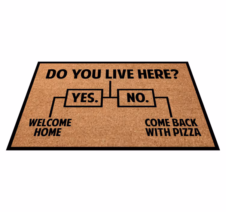 Você mora aqui? Sim / não / tapete personalizado de pizza - TenStickers
