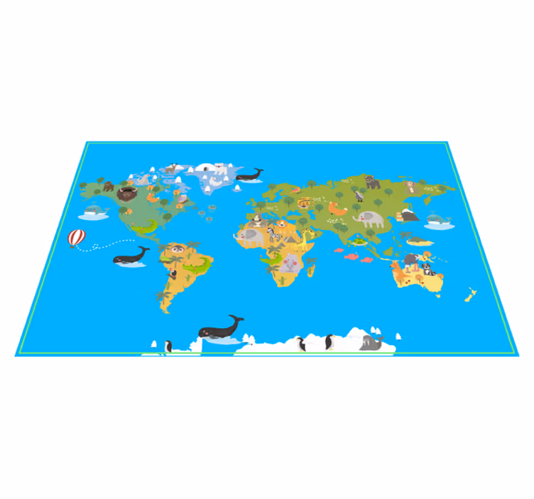 Tapete vinílico de mapa mundial mundo educacional - TenStickers