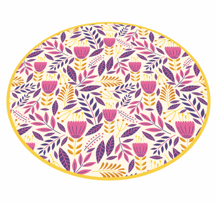 Tapete vinílico flores e plantas projeto de simetria floral - TenStickers