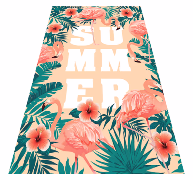 Tapete de flores de flamingos com texto de verão - TenStickers