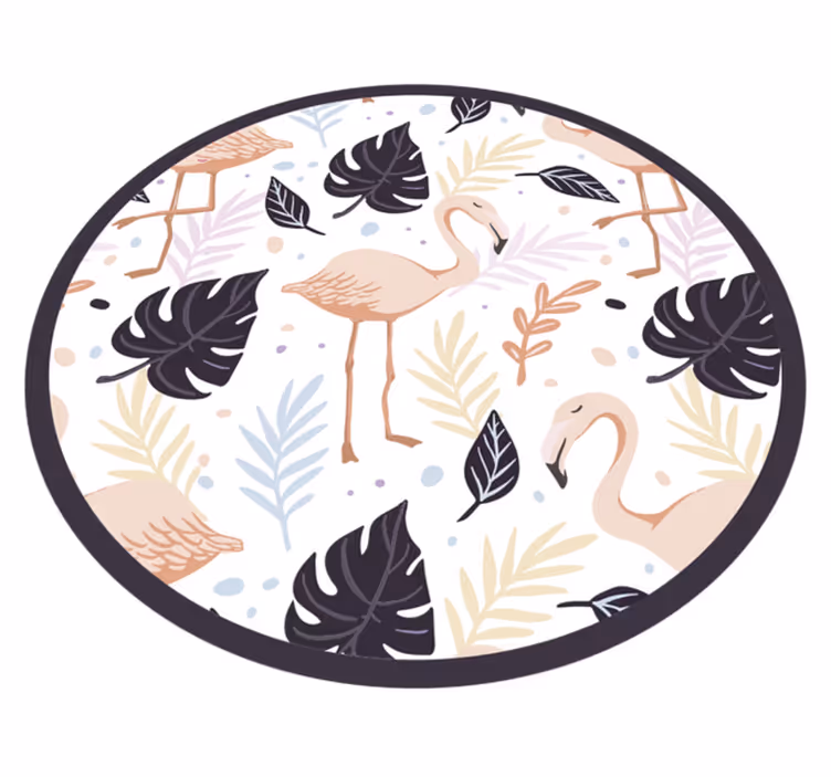 Tapete vinílico de animais círculo floral de flamingo - TenStickers