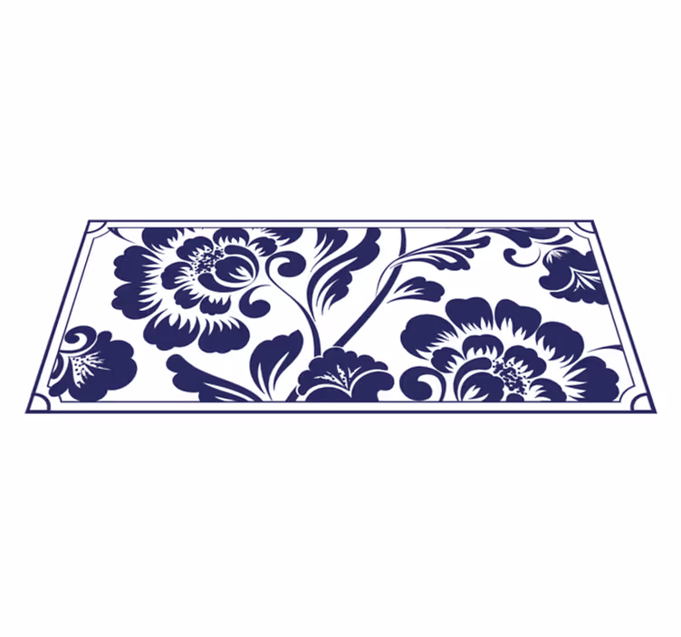 Tapete vinílico flores e plantas padrão floral marinho - TenStickers