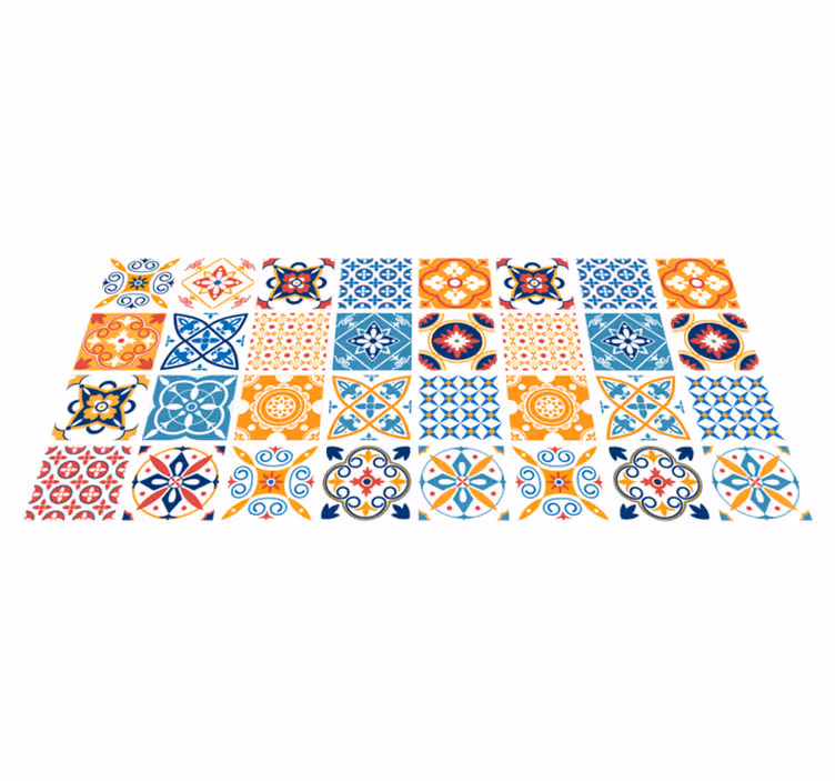Azulejos portugueses pintados à mão carpete - TenStickers