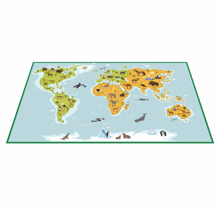Tapete azul do mapa do mundo vintage - TenStickers