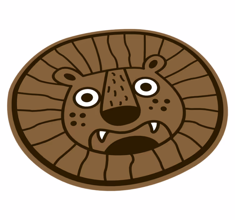 Tapete vinílico infantis círculo de desenho animado de leão - TenStickers