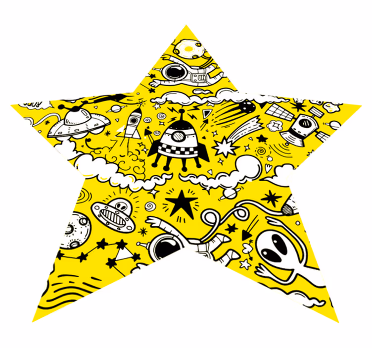 Tapete vinílico infantis estrela alienígena doodle - TenStickers
