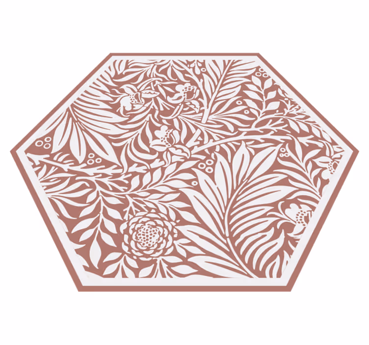 Tapete vinílico flores e plantas hexágono de simetria floral - TenStickers