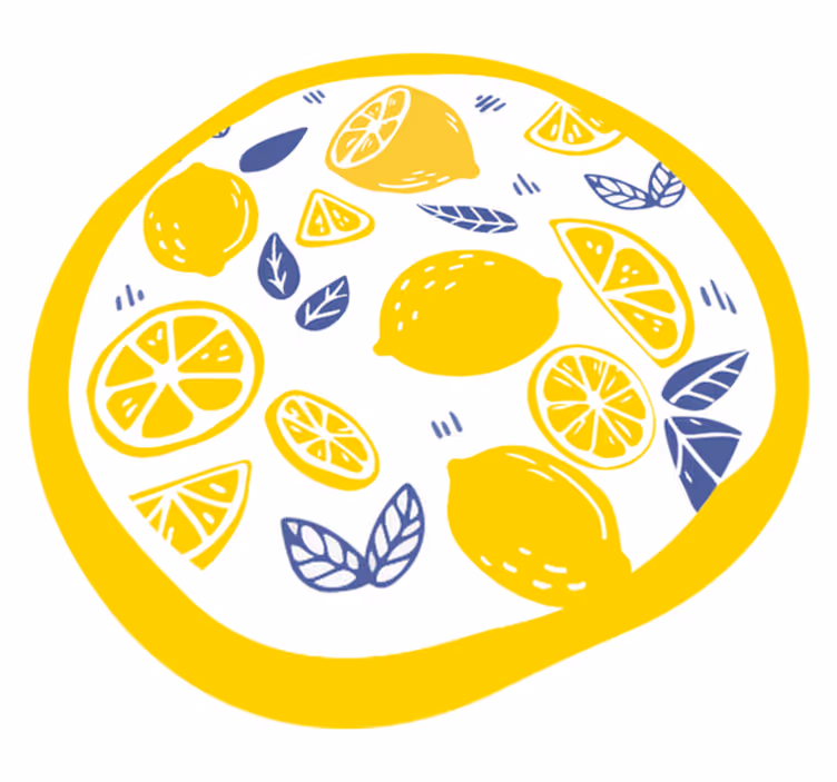 Tapete vinílico flores e plantas círculo de padrão cítrico - TenStickers