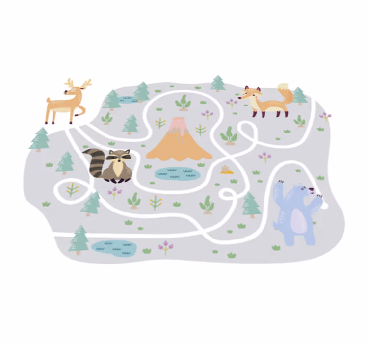 Tapete vinílico de jogos caminho brincalhão na floresta - TenStickers