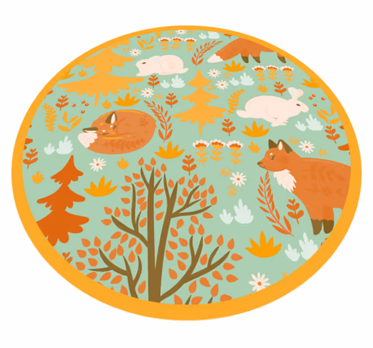 Criaturas de madeira infantil tapete de vinil - TenStickers