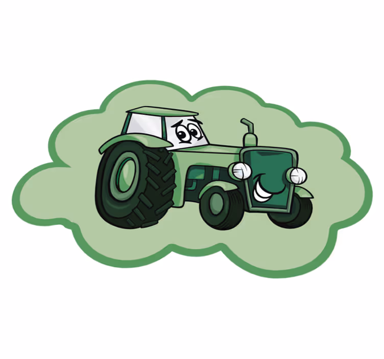 Tapete de vinil infantil trator verde - TenStickers