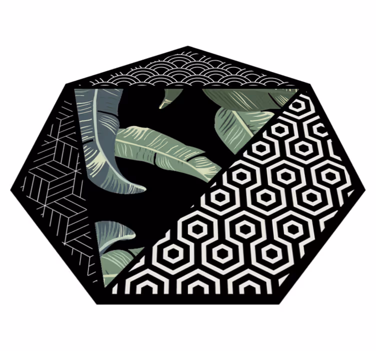 Folhas verdes e tapetes geométricos - TenStickers