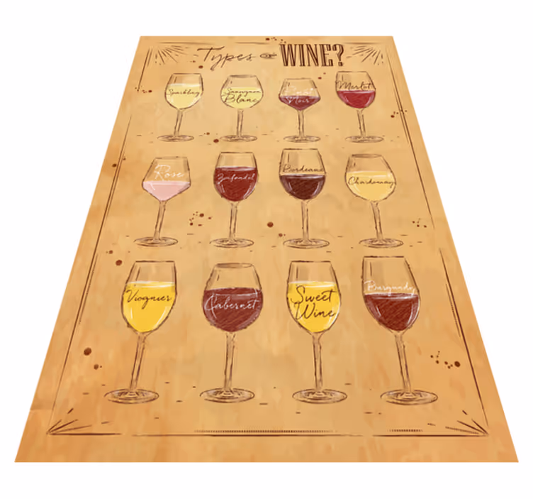 Tapete vinílico cozinha tipos de vinho - TenStickers