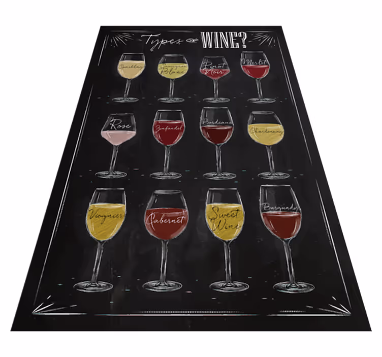 Tipo de vinhos tapete preto personalizado - TenStickers
