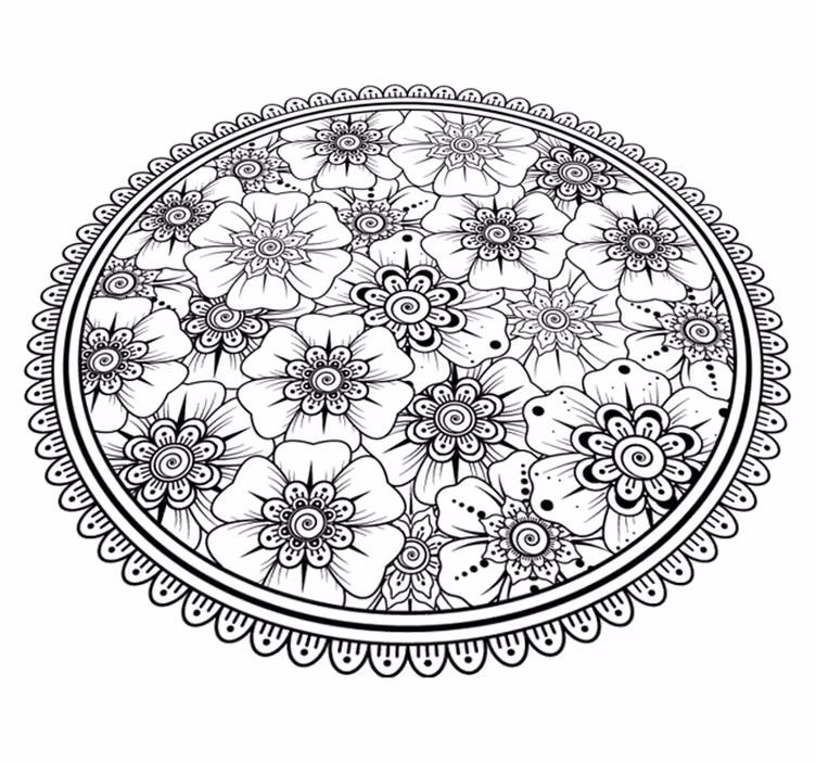 Tapete círculo preto mandala - TenStickers