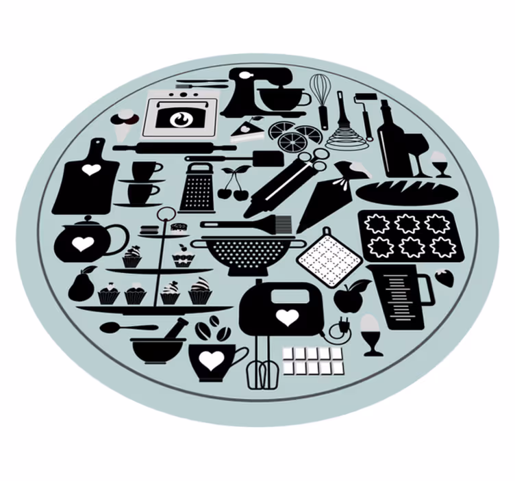 Tapete vinílico cozinha silhuetas culinárias - TenStickers