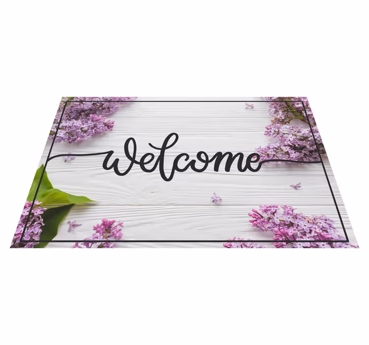 Tapete vinílico frases e textos boas-vindas florais - TenStickers