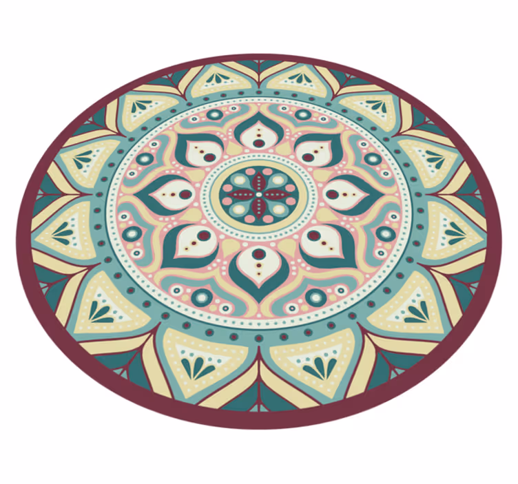 Mandala de tapete redondo de vinil multicolor - TenStickers