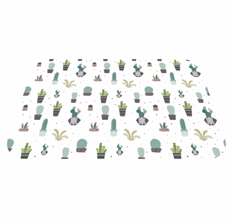 Tapete vinílico flores e plantas padrão de cacto - TenStickers