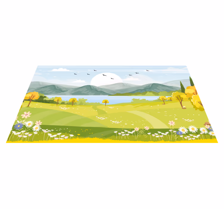 Tapete de vinil cartoon paisagem montanhosa - TenStickers