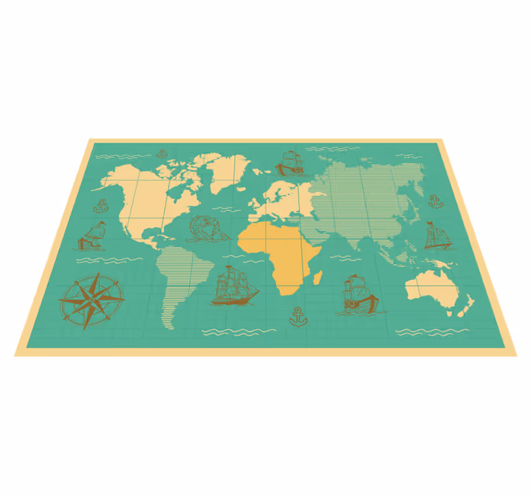 Tapete vinílico de mapa mundial mapa de exploração náutica - TenStickers