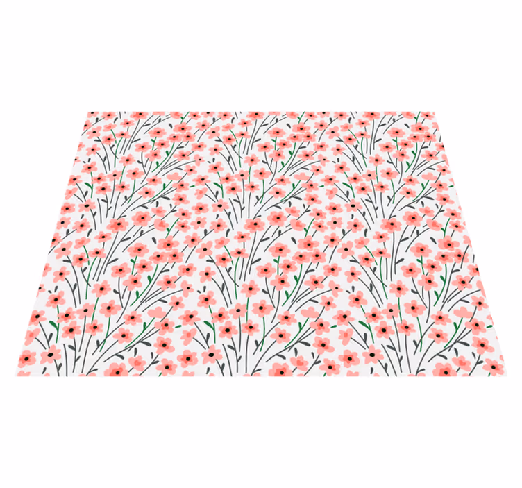 Tapete de vinil floral de campo de flores rosa - TenStickers