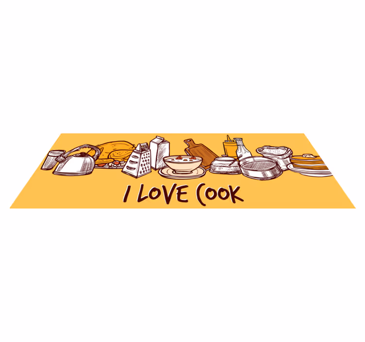 Texto de cozinha com utensilios tapete personalizado - TenStickers