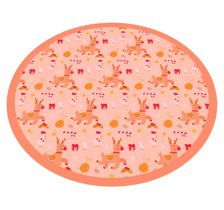 Tapete vinílico do Natal círculo festivo de renas - TenStickers