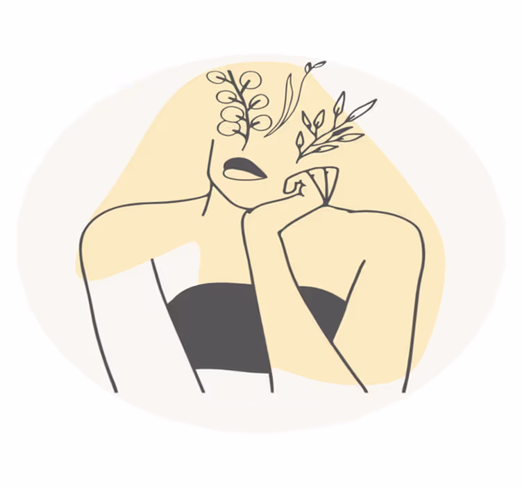 Tapete vinílico flores e plantas arte de linha elegante - TenStickers