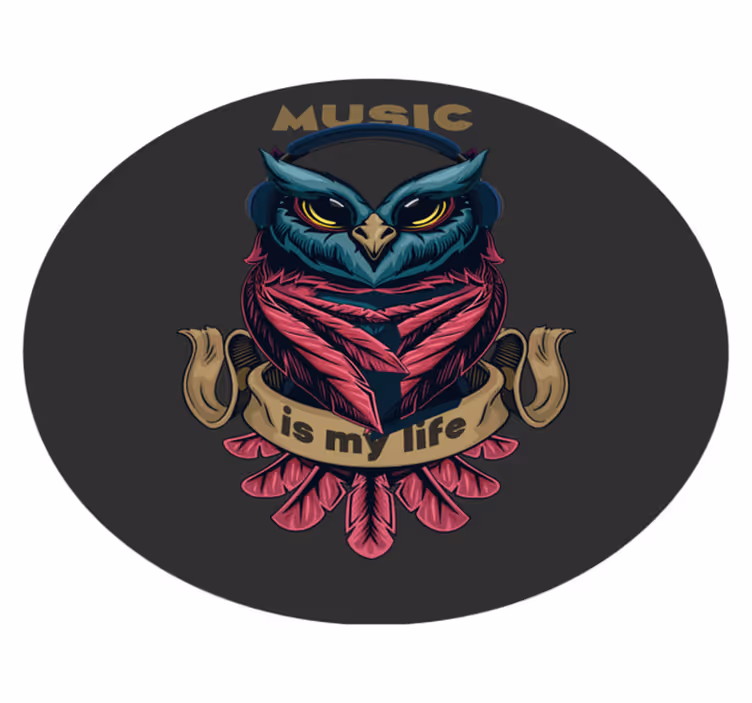 Tapete vinílico juvenil emblema de música de coruja - TenStickers