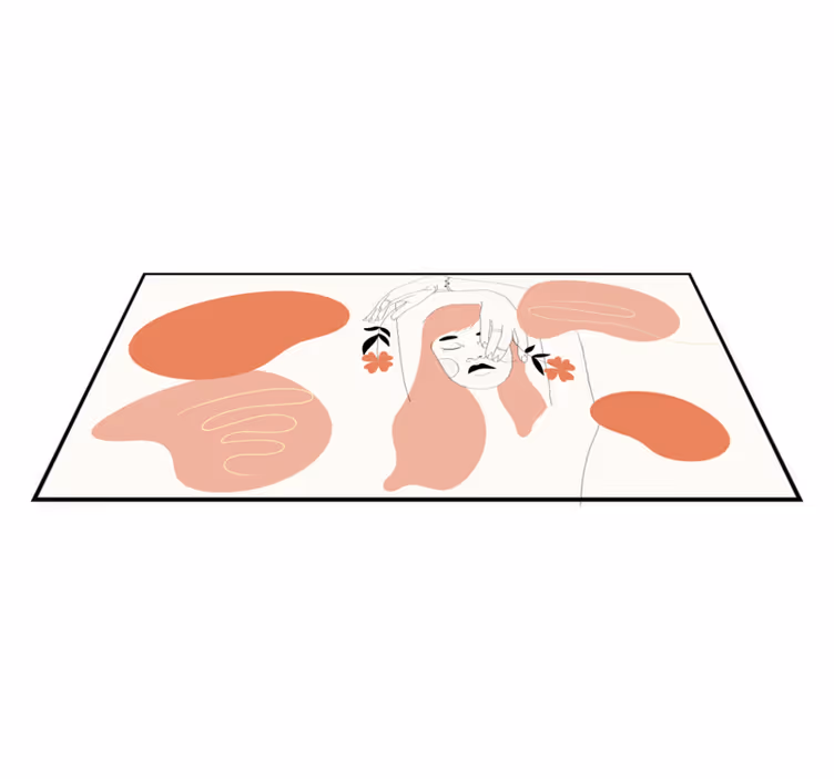 Tapete vinílico minimalista arte facial abstrata - TenStickers