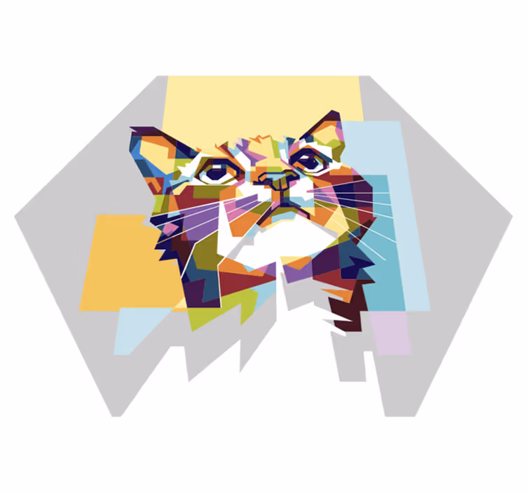 Tapete vinílico geométricas gato geométrico - TenStickers