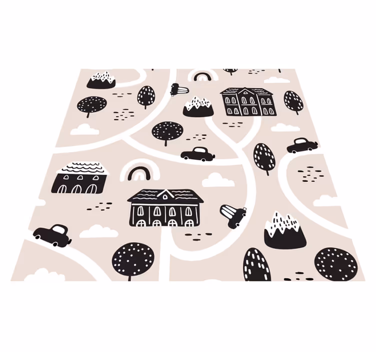 Tapete de estrada preto e branco - TenStickers