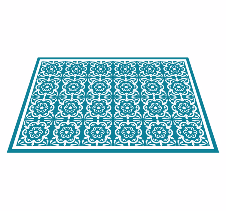 Tapete vinílico cozinha desenho floral azul-petróleo - TenStickers