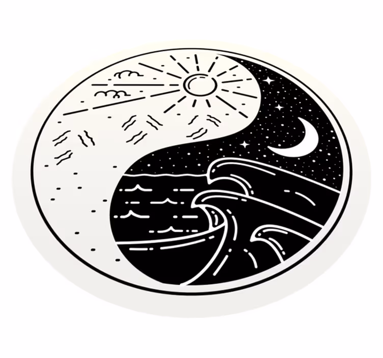 Tapete moderno de sol e lua yin yang - TenStickers