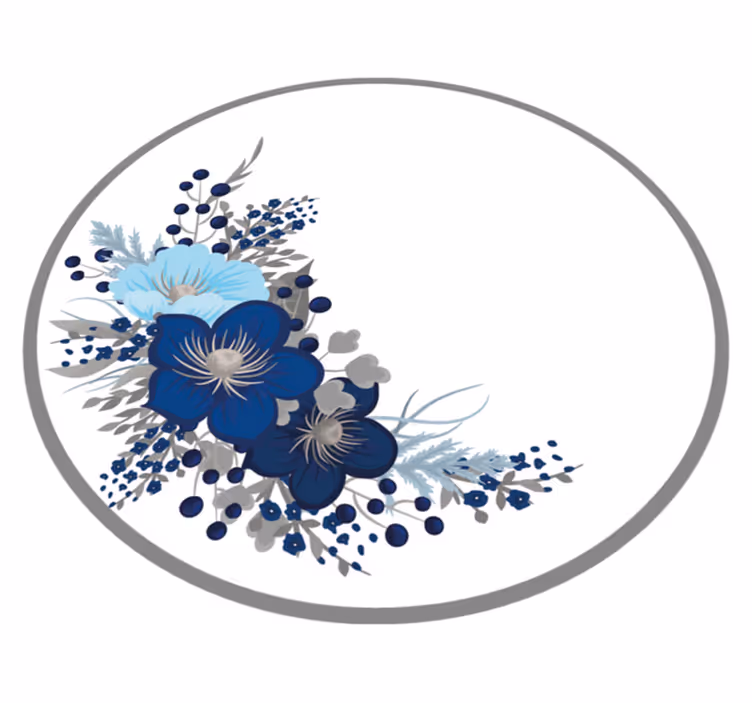 Tapete floral com grinalda de flor azul - TenStickers