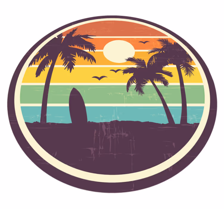 Tapete de praia vintage retrô para sala de estar - TenStickers