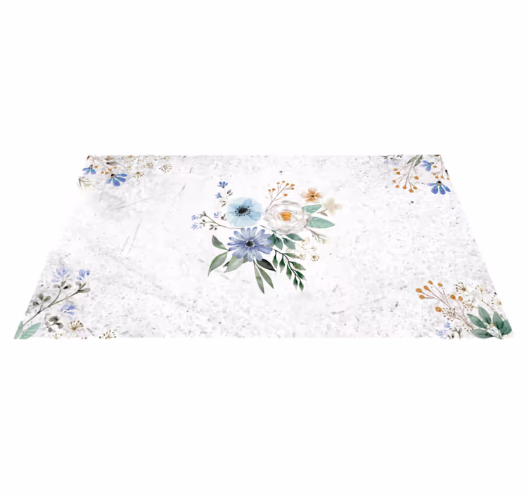 Tapete vinílico flores e plantas elegância floral em mármore - TenStickers