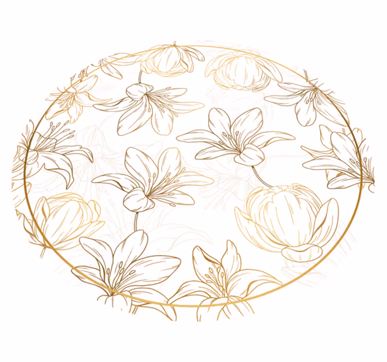 Tapete vinílico flores e plantas padrão de círculo floral - TenStickers