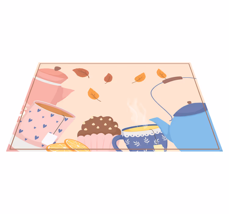 Tapete vinílico flores e plantas ilustração da hora do chá - TenStickers